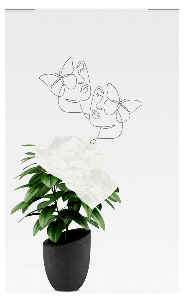 Fensterbehang SYLIA, Schmetterlinge, Dreiecksabschluss, Farbe: grau, Größe: 80 x 40 cm, Anzahl: 1x