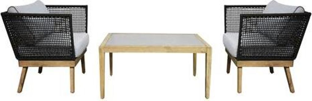 Gartenset Gartenmöbel Lounge Möbel 1 x Tisch +2 x Stuhl Schnell trocknend UV resistent Wetterresistent angenehmer Sitzkomfort Modell: Cuba in ant...