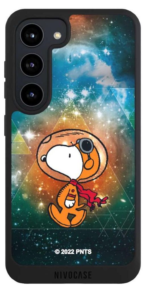 NIVOCASE Handyhülle für Samsung Galaxy S23 Hülle NIVOpure Case Schwarz Astronaut Offizielles Lizenzprodukt Snoopy