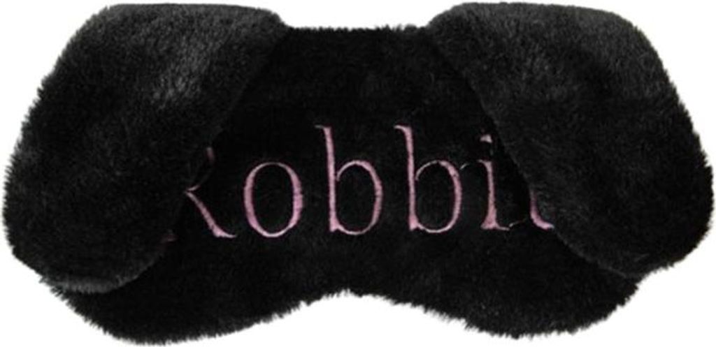 INF Schwarze bestickte Schlafmaske mit langen Ohren