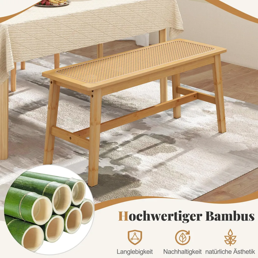 Banc Solide 300kg en Bambou - Solution Assise Compacte et Durable 100cm - 6