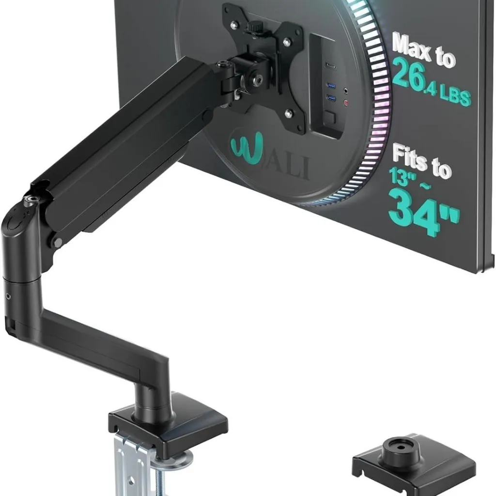 Bras de moniteur articulé en aluminium réglable avec pince pour bureau