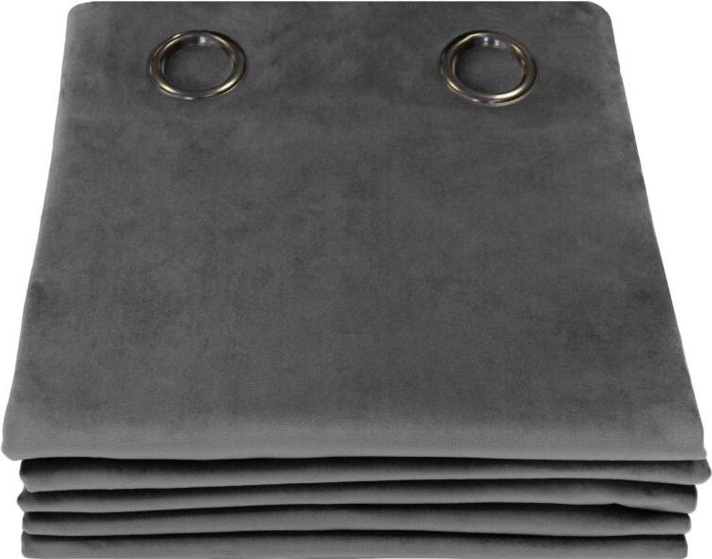 MOONDREAM Verdunkelungsvorhang | Licht+Sonnenschutz | 100% Lichtschutz | Samt | Ösen | Grau MC09 | 135B x 260H cm