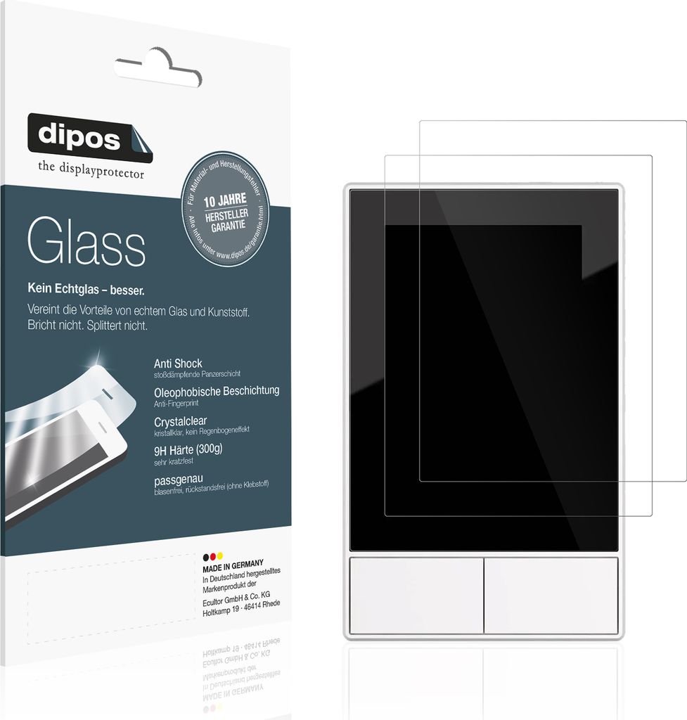2x Schutzfolie für SONOFF NSPanel-EUW - Anti-Shock 9H Folie dipos Glass Kunststoffglas