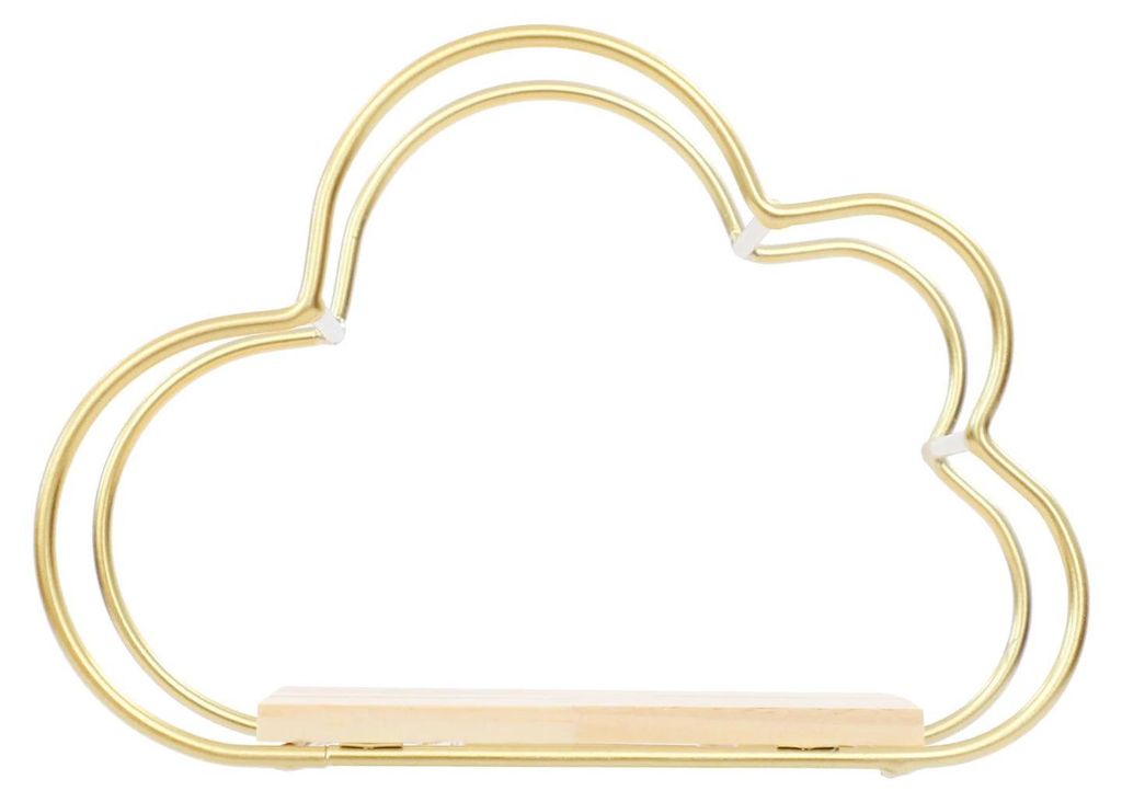 Wolkenförmige Wandregale - Schweberegal-Set 3-teilig - Metall & Holz - Für Bad & Küche - Gewürz- & Kosmetikaufbewahrung - Gold