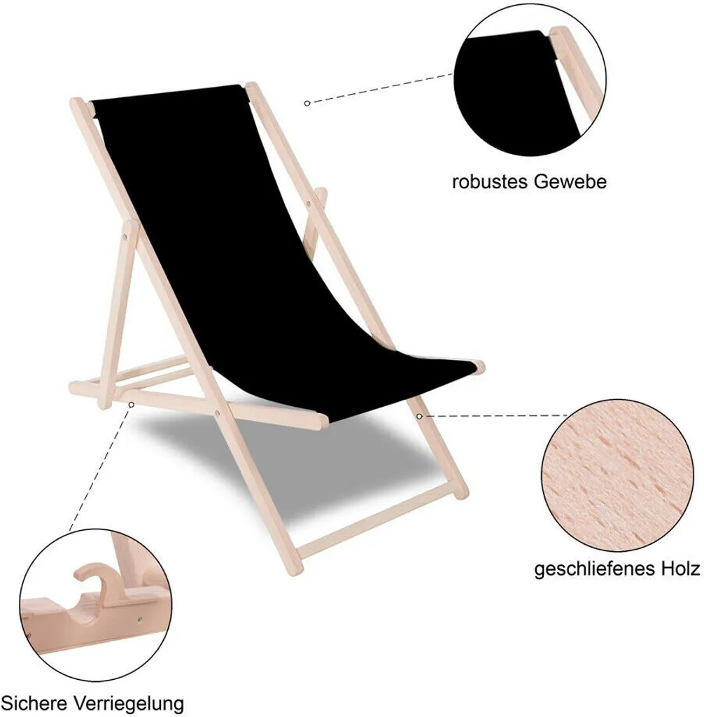 Sedia a Sdraio Pieghevole in Legno di Faggio a Righe | Relax da Balcone - 9