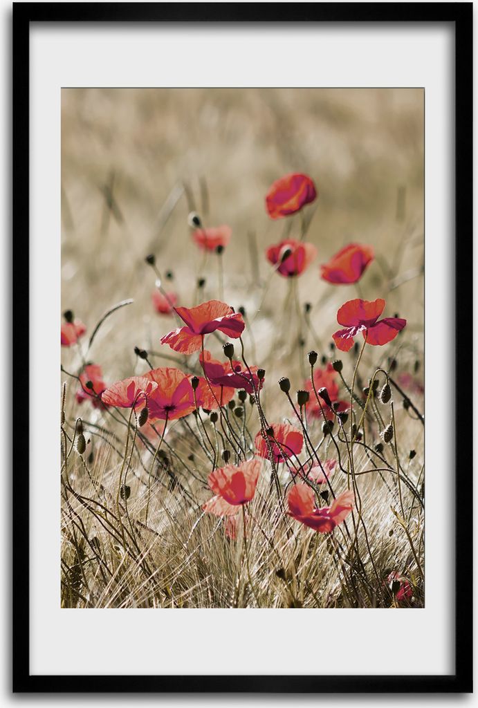 Bild - Bilderrahmen - 40 cm x 60 cm - MDF - Rahmen - Wandkunst - Wildblumen