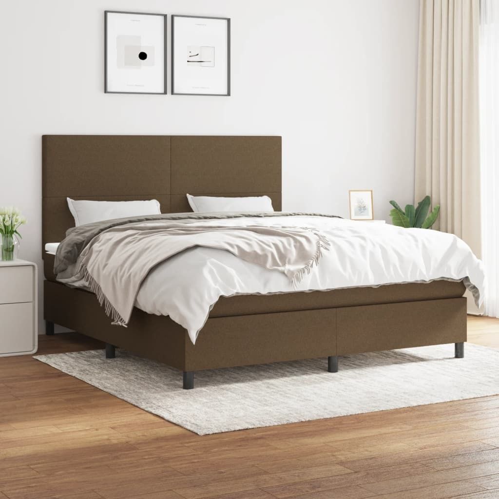 Maison Exclusive - Boxspringbett mit Matratze Dunkelbraun 160x200 cm Stoff