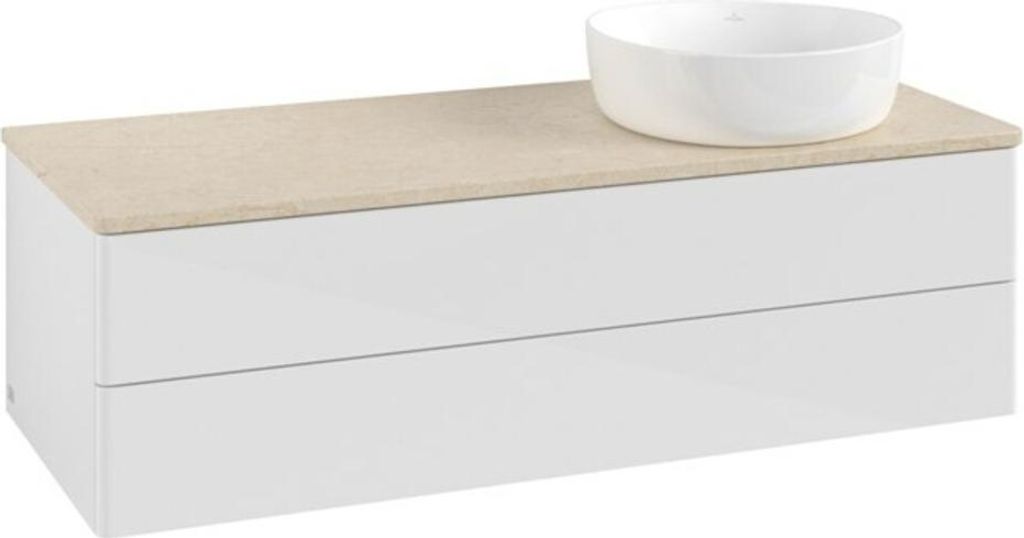 V&B Waschtischunterschrank ohne Frontstruktur, mit Beleuchtung Antao 120x36x50cm, WBP botti., glo wh. Lac