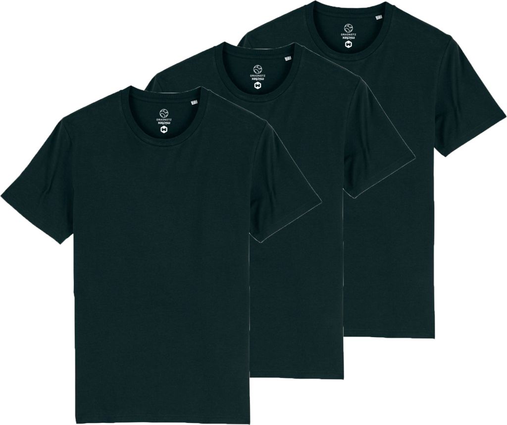 3er Set T-Shirt uni aus 100% Biobaumwolle fair produziert der Marke GRADNETZ