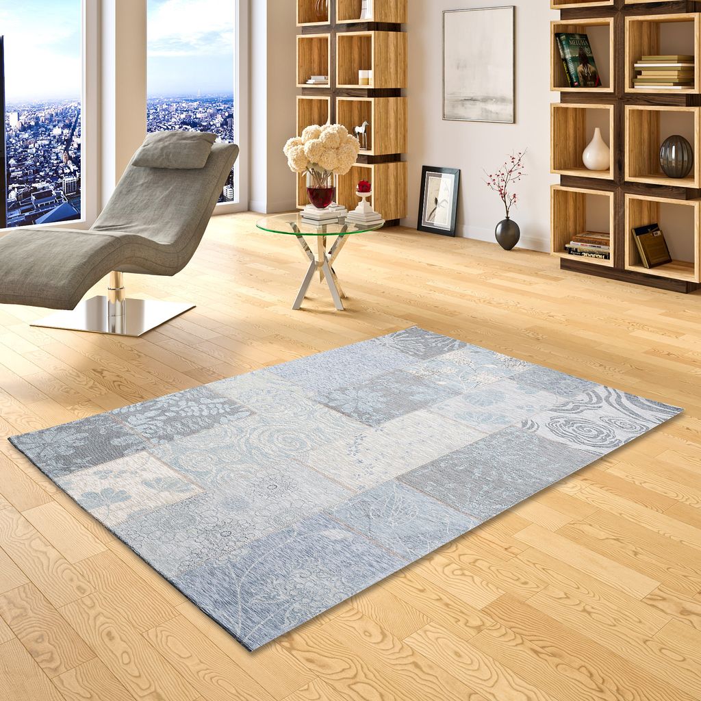 Luxus Vintage Designerteppich Patchwork Grau, Größe:60x90 cm