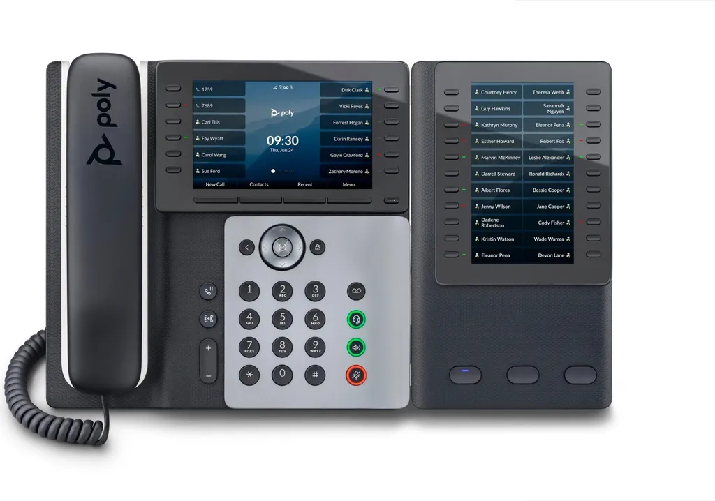 Poste Téléphonique IP Poly Edge E500 Compatible PoE avec Combiné Filaire - 6