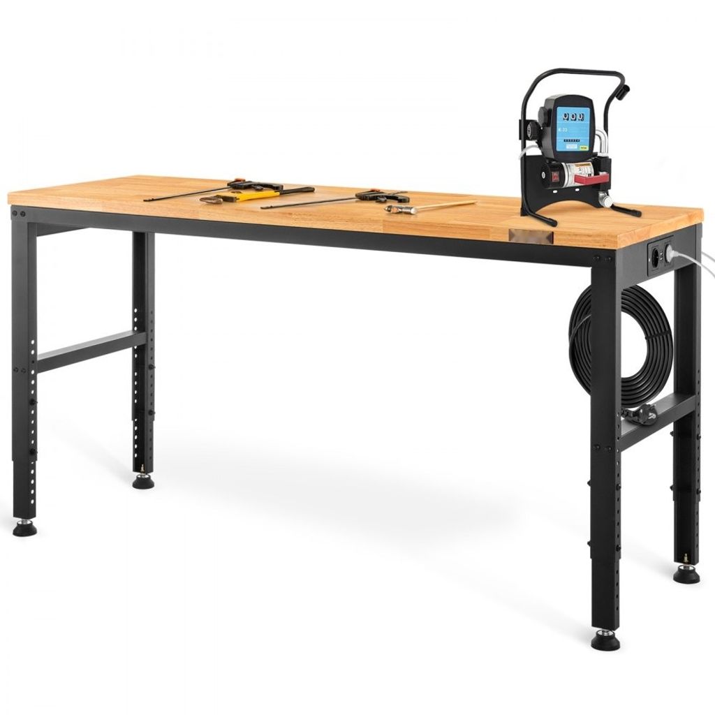 Werkbank justierbar in der Höhe 135 x 46 x 72 - 97 cm, Spanntisch, 900 kg Gewichtskapazität, Braun, Kaltgewalzter Stahl, Klappbarer Multifunktion...