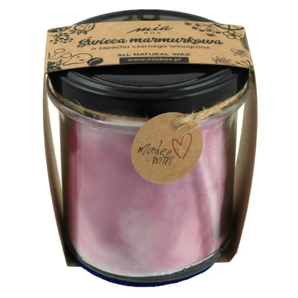 Bougie design marbré parfum raisin noir en cire de soja longue durée