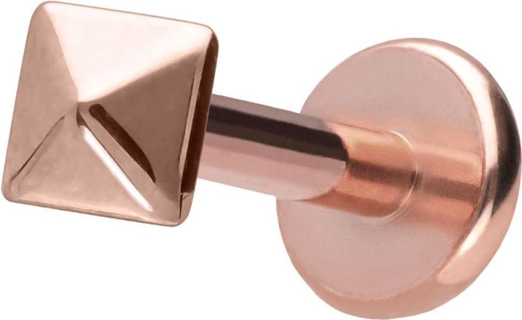 Ohrpiercing, Nasenpiercing Titan Labret mit Push Fit PYRAMIDE RoséGold Stablänge: 6mm | Stabstärke: 1,2mm