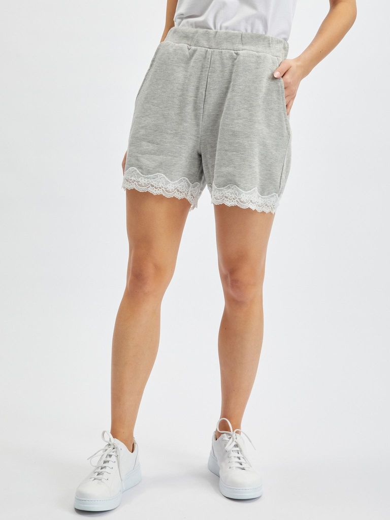Orsay Hellgraue Damen-Trainingsshorts mit Spitze 321049-692000__S
