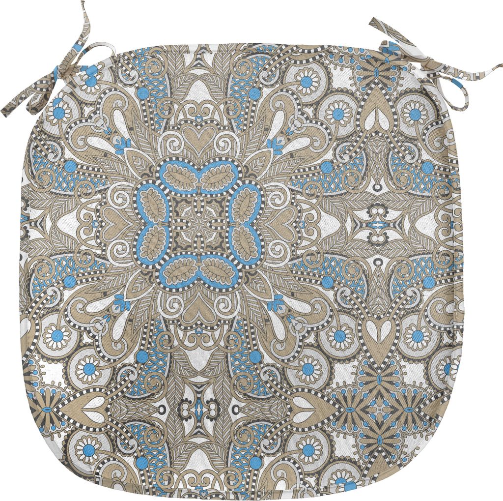 ABAKUHAUS Ethnisch Polster für Esszimmerstühle, Persische Arabesque Flora, Dekoratives wasserfestes Kissen mit Riemen für Küchensitze, 40 cm x ...