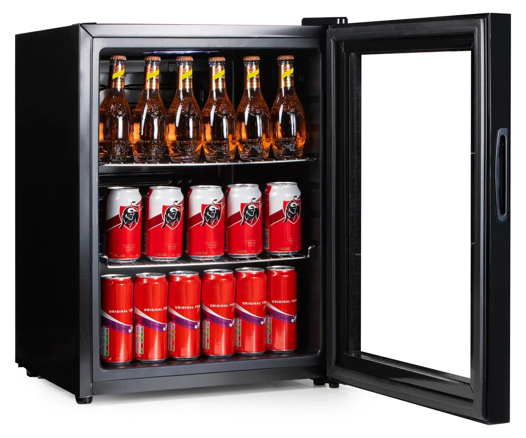 Mini bar de bureau vitré 60L PRIMO Noir Idéal pour boissons et réceptions