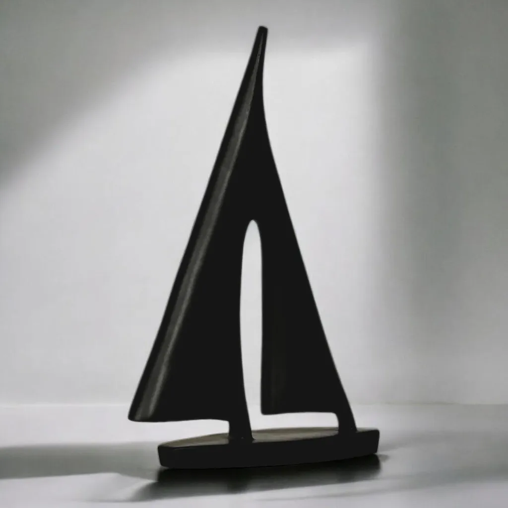 Voilier de décoration design noir 28 cm - Statuette de bateau yacht