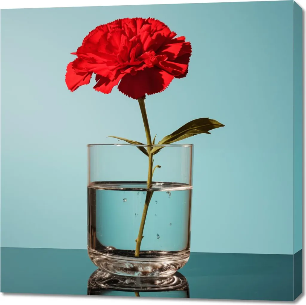 Tableau Image 90 x 90 cm Fleur dans un verre Art Mural Carré Moderne