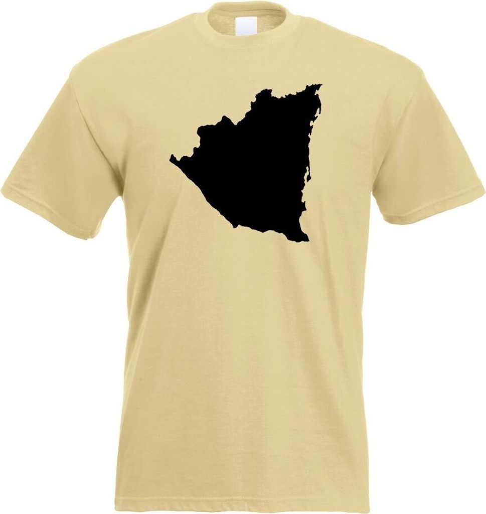 Kiwistar - T-Shirt - Khaki - Nicaragua Umriss Kontur Herren Funshirt Bedruckt Design Sprüche Spruch Motive - mit Motiv Bedruckt - Funshirt Design ...