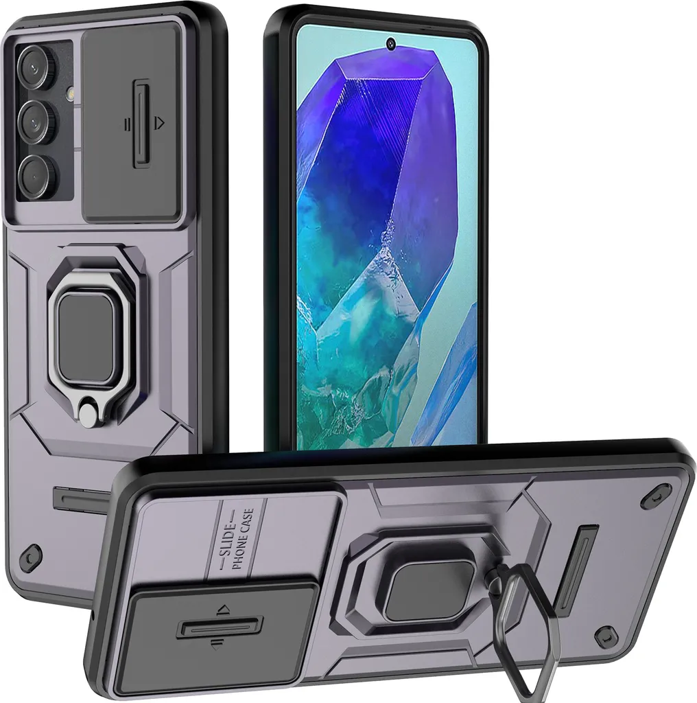 Cover Samsung M55 con Protezione Fotocamera e Anello - Viola Rugged