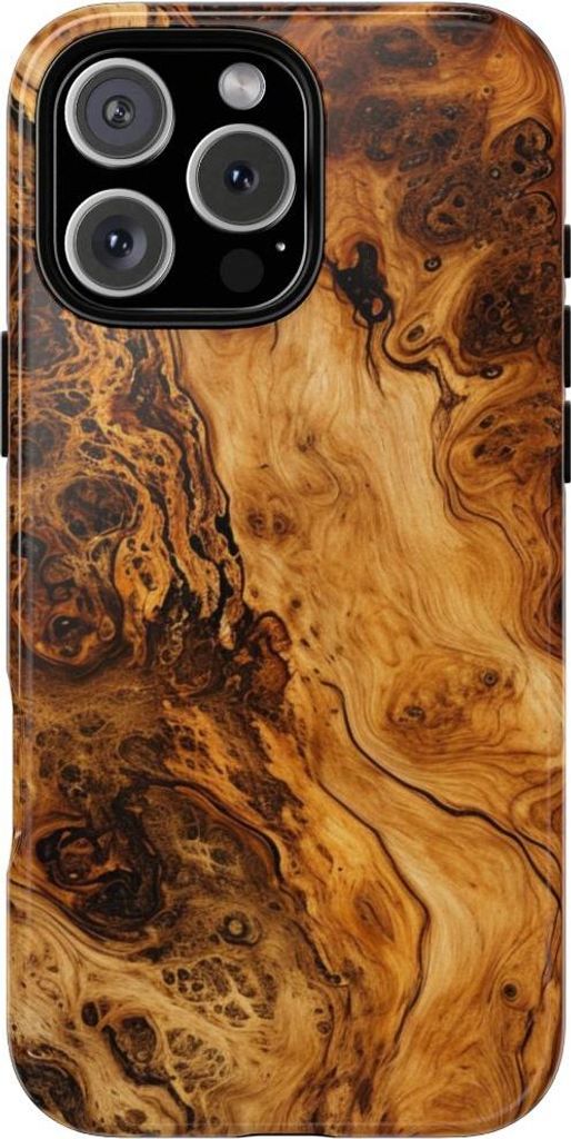 Edle Maserholz-Optik – Hülle Kompatibel mit iPhone 16 Pro Max