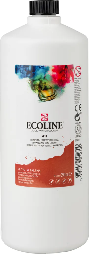 Ecoline Peinture Liquide à l'Eau 990ml Sienne Brûlée 411 - Flacon