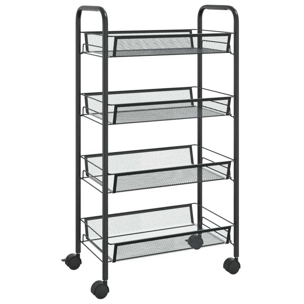 SYFAX™ Carrello Salvaspazio Cucina 46x26x64 cm Ferro Nero 4 Ripiani