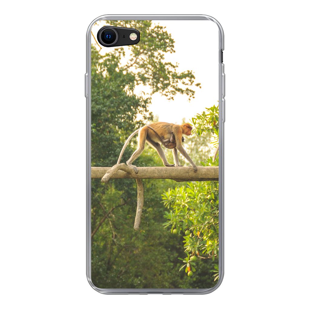 MuchoWow Handyhülle Schutzhülle Hülle für iPhone 8 Affen laufen auf Ast Silikon Softcase Handy Hülle - Schutzhaube