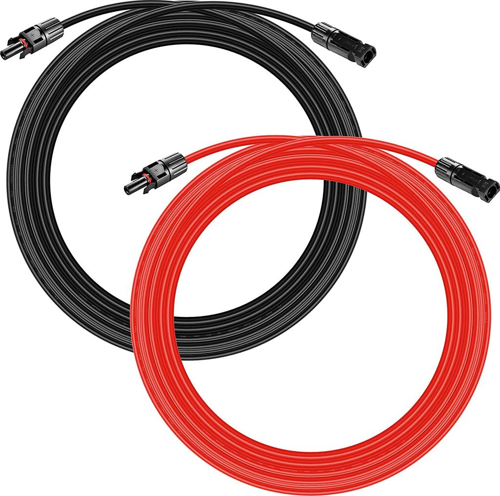 5 Meter MC4 Solarkabel Verlängerungskabel 4mm² Solarstecker mit PV Stecker Rot Schwarz für Solarpanel Solar Controller