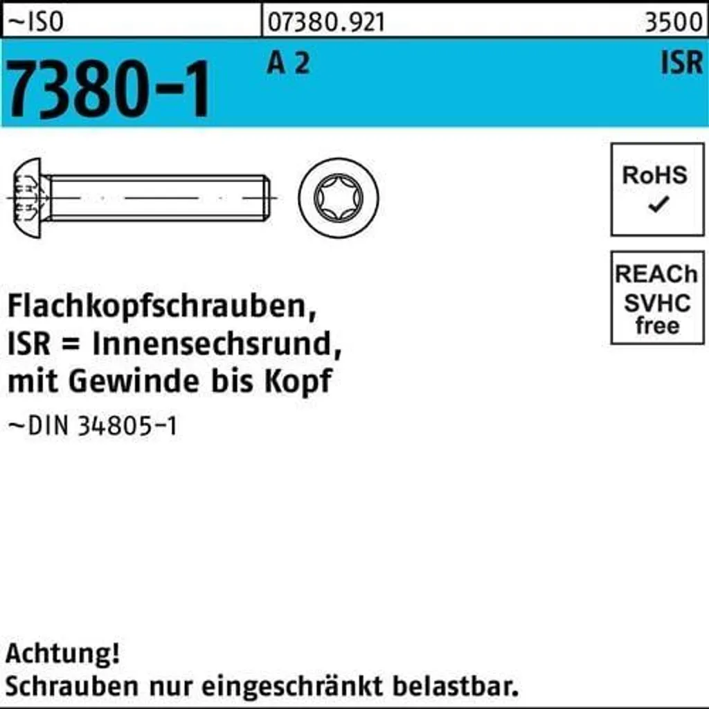Vis à tête plate ISO 7380-1 A2 M5x35 T25 inox - Boîte de 200 pièces