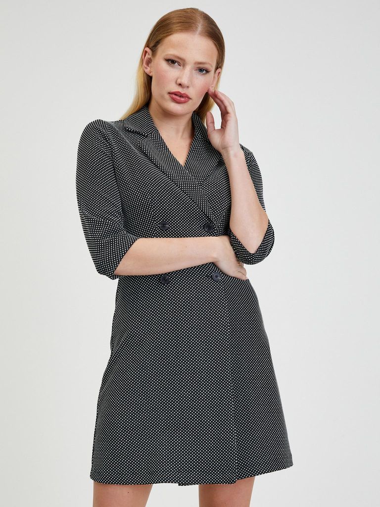 Orsay Weiß-Schwarzes gemustertes Damenkleid 475042-660000__38