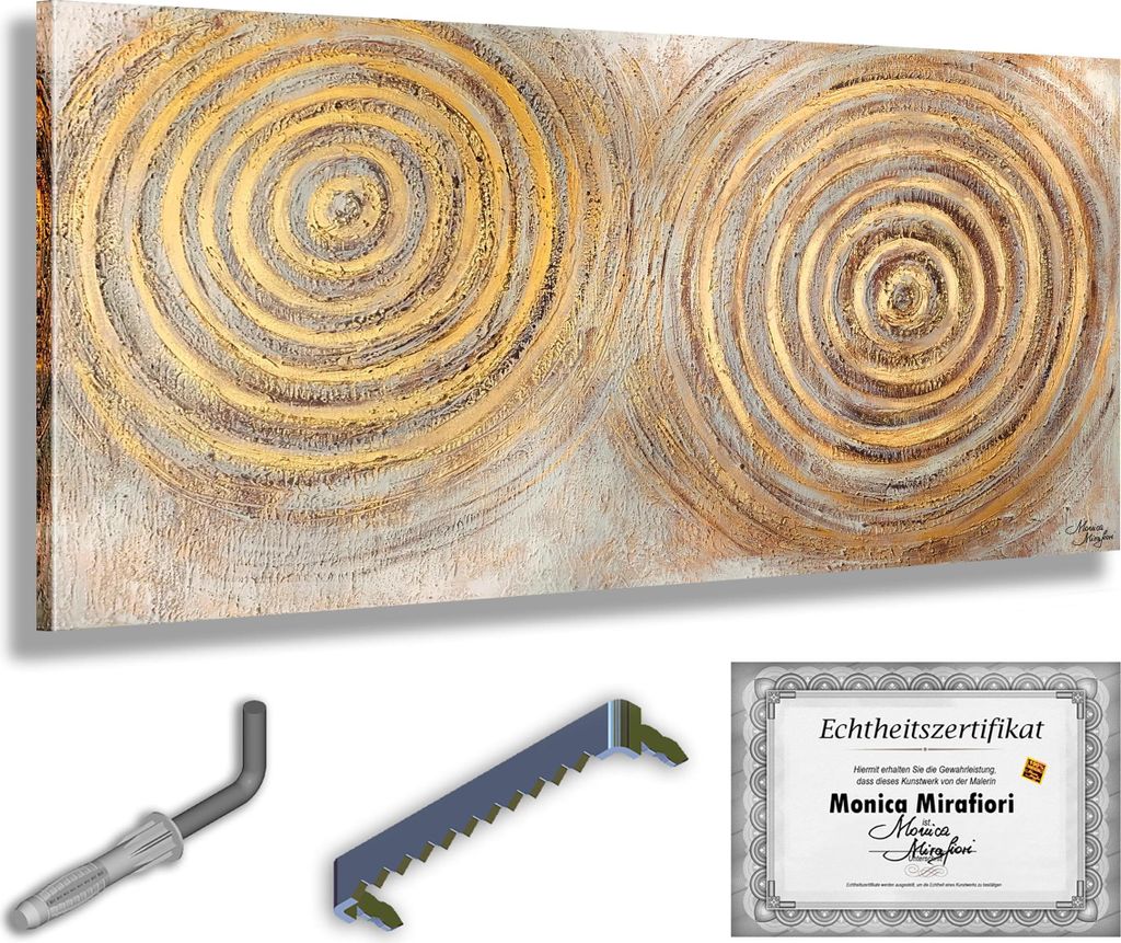 Monica Mirafiori I 100% HANDGEMALT I Gemälde "Magic Circles" 120x60cm | Gemälde Handgemalt | Acrylgemälde | Sehr Großes Acrylbild I Moderne Kun...