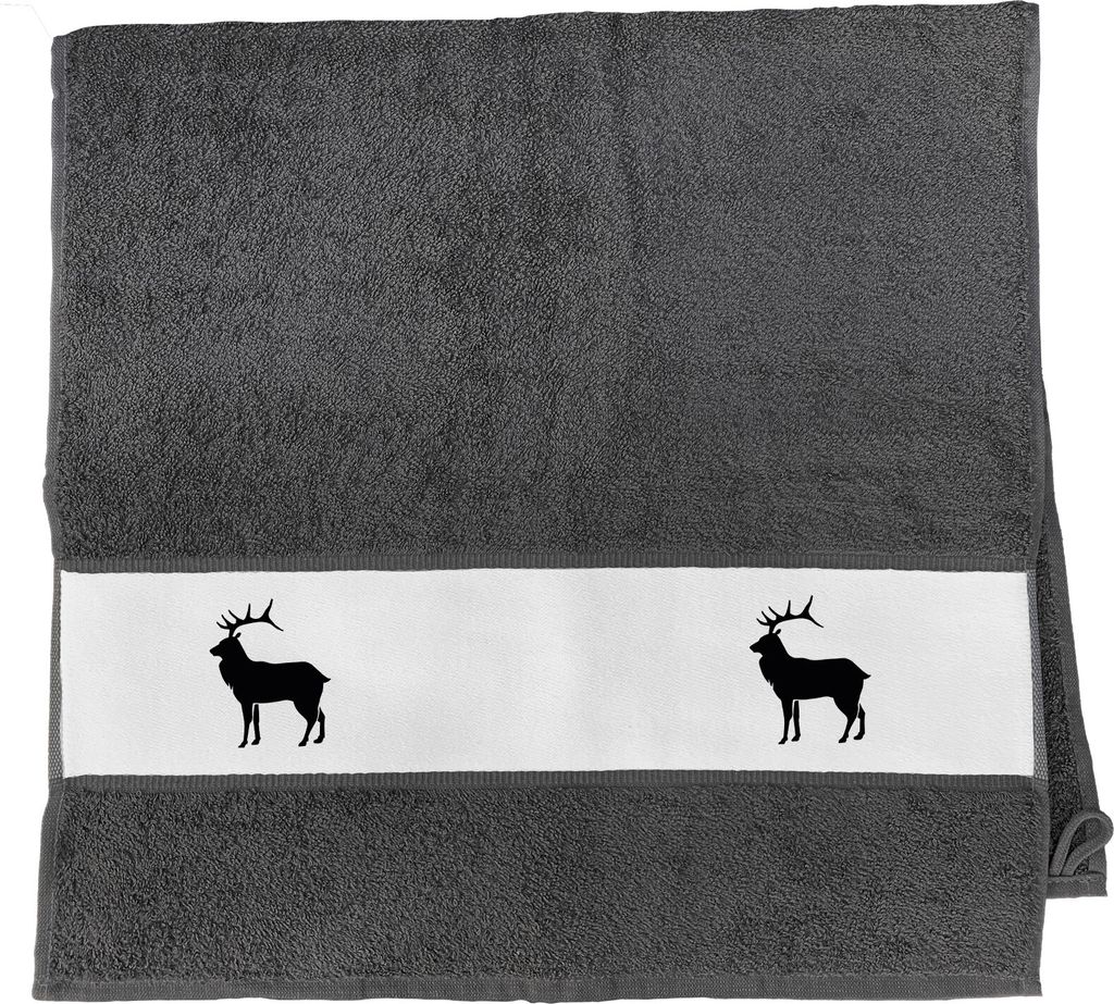 Huuraa Handtuch Hirsch Silhouette 50x100cm Graphite Baumwolle Handtuch Geschenkidee