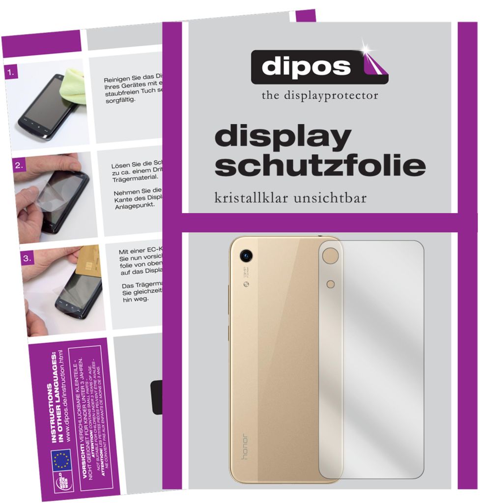 2x Schutzfolie für Honor 8A Pro Rückseite klar Produktbild 