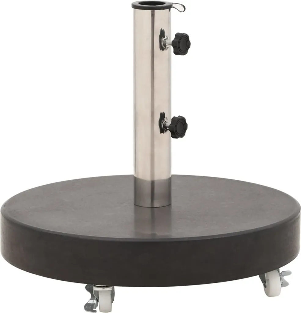 Pied de parasol 30 kg en granit noir massif avec tube inox réglable