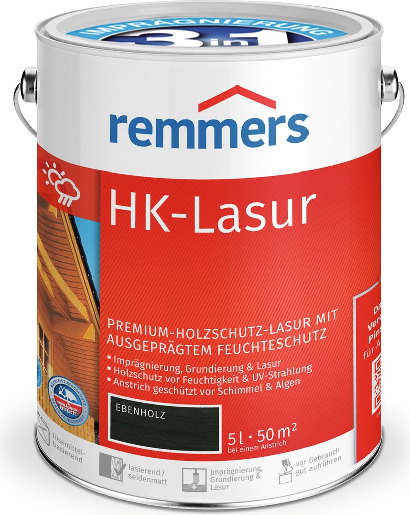 Remmers HK-Lasur 3in1 ebenholz (RC-790) 5 l, Holzlasur Produktbild 