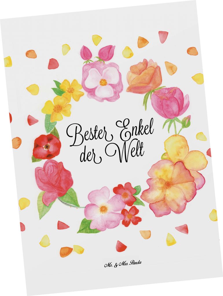 Mr. & Mrs. Panda Postkarte Enkel - Weiß - Geschenk, Enkelsohn, Enkelkind, Blumen Liebe Flower, Oma, Postkarten, Ansichtskarten, Opa, Großsohn, Mo...