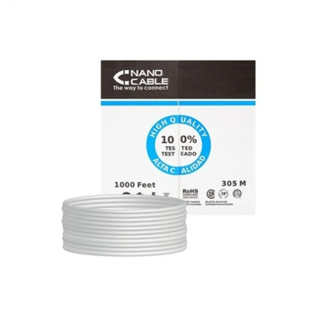 Câble réseau UTP Cat 5e rigide Nanocable 305m à haute conductivité