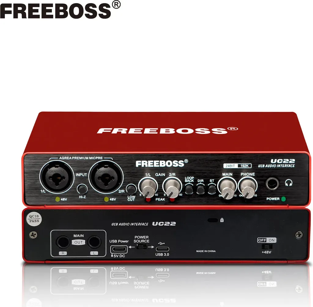 Interface audio UC22 192KHz avec +48V pour micro condensateur et PC - 2