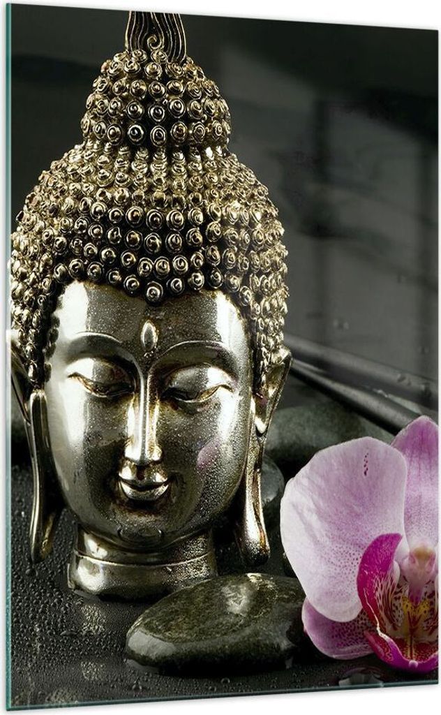 Bilder auf glas - Einteilig - Buddha Blume Stöcke - 70x100cm - Glasbilder - Wandbilder - Bilder - zum Aufhängen bereit - Wanddekoration aus Glas ...