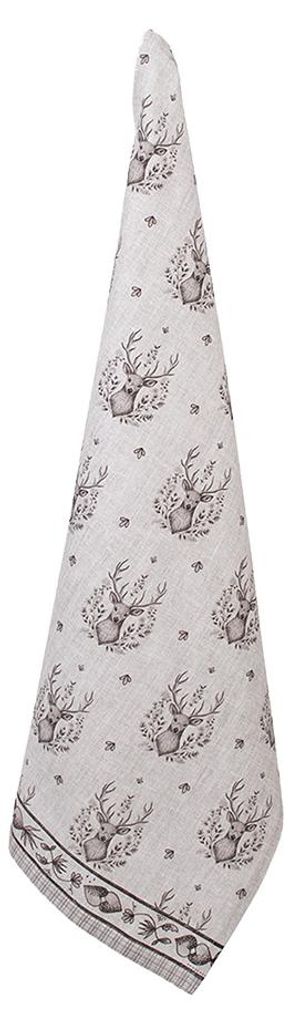 Clayre & Eef Geschirrtuch 50x70 cm Beige Baumwolle Hirsch