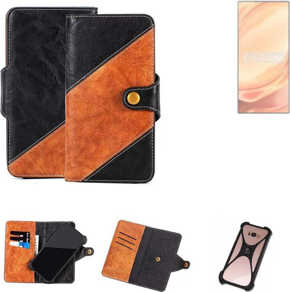 K-S-Trade Handyhülle Schutzhülle Bookstyle Case Wallet-Case kompatibel mit nubia Z50 Ultra Handy Cover Bumper Klapphülle schwarz hellbraun 1x
