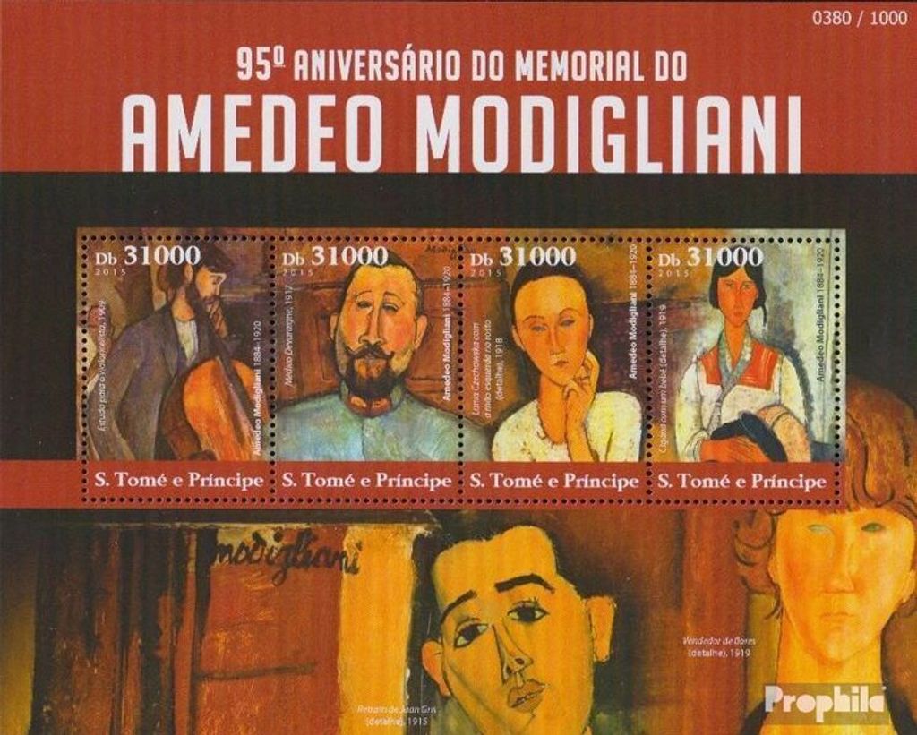 Briefmarken Sao Tome e Principe 2015 Mi 6243-6246 Kleinbogen (kompl. Ausgabe) postfrisch Amedeo Modigliani