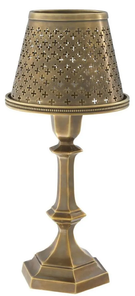 Chandelier Vintage en Laiton Doré avec Abat-jour Chic Casa Padrino Luxe