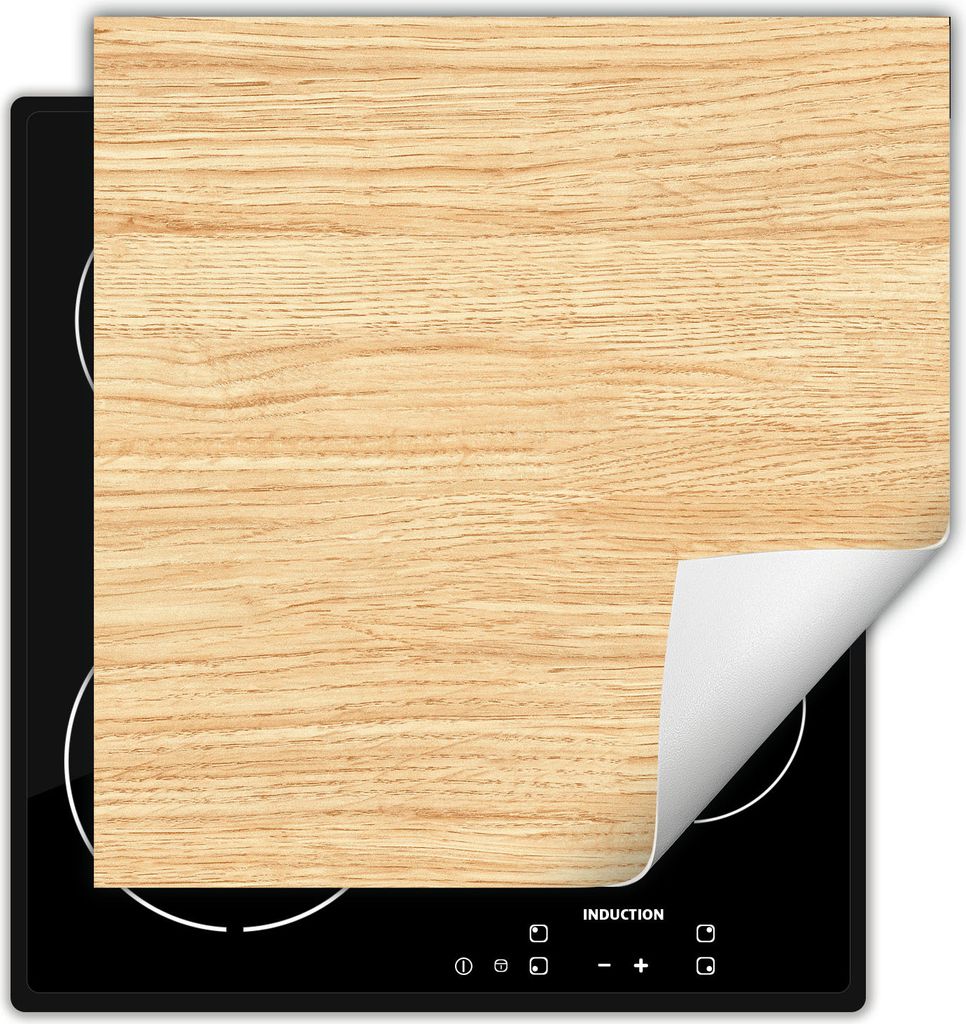 DarHaus Herdabdeckplatte 60x52 cm Anti Rutsch Matte Aufrollbar, hell - Holz
