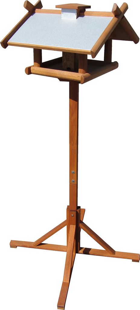 Vogelhaus mit Zinkdach Braun 155 cm Futtersilo mit Standfuß Produktbild 6