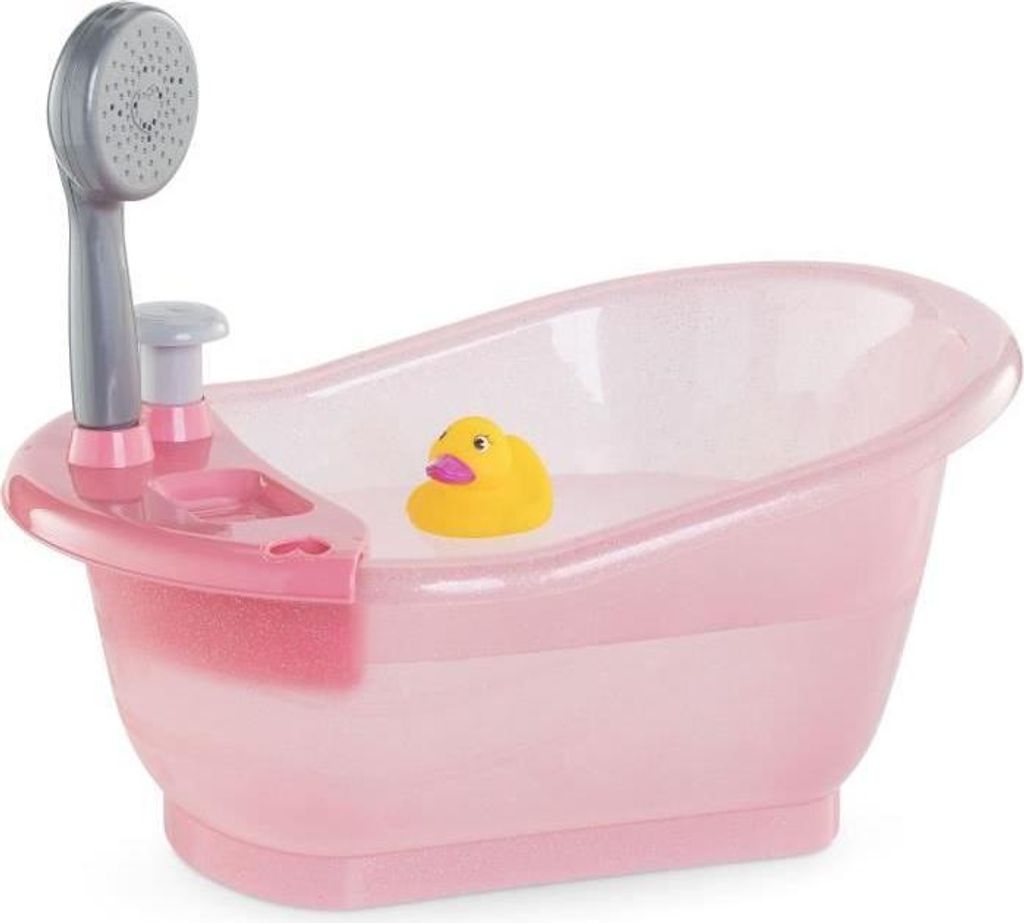 Puppenbadewanne COROLLE, für Babypuppen 30 & 36cm, mit flexibler Dusche, inkl. Entchen-Badespielzeug, ab 3 Jahren, Rosa