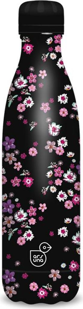 Ars Una Trink- Thermosflasche Pearl Blossom Black 500 ml, schwarz-rosa-weiß